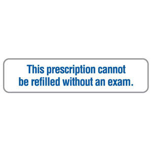1-5/8"W x 7/8"H White & Blue "This Prescription Cannot Be Refilled Without An Exam" (500/Rolls) - V-AN124
