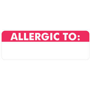3"W x 1"H White & Red Allergy Labels "Allergic To: " (250/Roll) - MAP3290