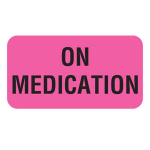 1-5/8"W x 7/8"H Fluorescent Pink "On Medication" (560/Roll) - V-AN275