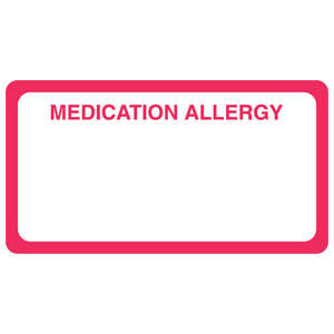 3-1/4"W x 1-3/4"H White & Red Allergy Labels "Medication Allergy" (250/Roll) - MAP5140