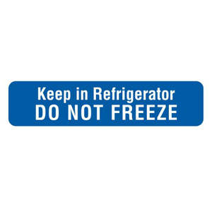 1-5/8"W x 7/8"H Blue "Keep In Refrigerator Do Not Freeze" (500/Roll) - V-FP105