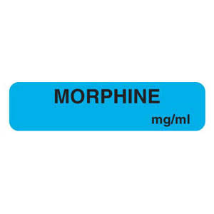 1-1/4"W x 5/16"H Light Blue "Morphine MG/ML" (760/Roll) - V-AM762