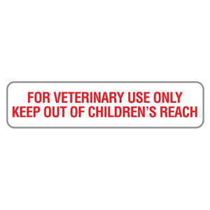 1-5/8"W x 7/8"H White & Red "For Veterinary Use Only Keep Out Of Children's Reach" (500/Roll) - V-AN104