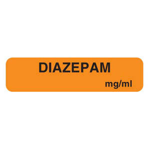 1-1/4"W x 5/16"H Fluorescent Orange "Diazepam MG/ML" (760/Roll) - V-AM794