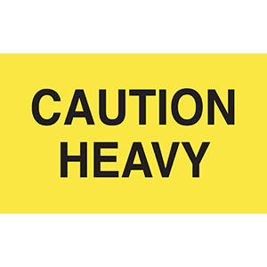 3" H x 5" W Fluorescent Yellow "Caution Heavy" Shipping Labels (500/Roll) - 43572