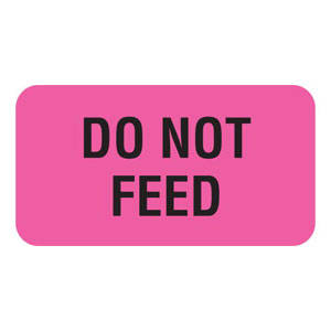 1-5/8"W x 7/8"H Fluorescent Pink "Do Not Feed" (560/Roll) - V-AN205