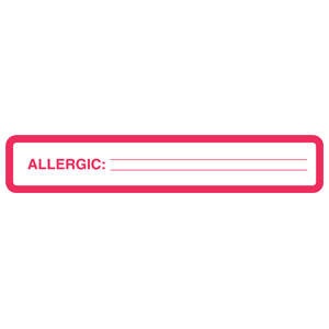 5-1/2"W x 1"H White & Red Allergy Labels "Allergic" (240/Roll) - UL927
