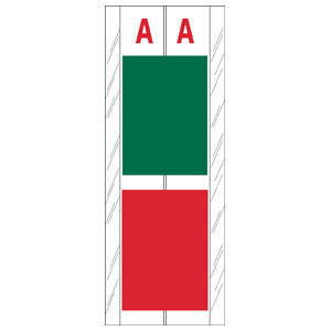4" H x 1-1/2" W Green/Red Acme Visible Compatible 4" 2-Color Alpha Tabs 'A' (102/Pack) - 12701