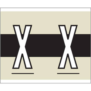 1-1/2" H x 1-1/4" W  Black/Tan Kardex PSF-147 Compatible 1-1/4" Alpha Labels 'X' (500/Roll) - 147-X