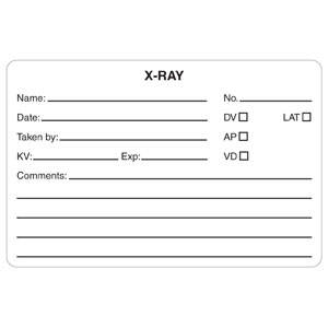 4"W x 2-5/8"H White X-Ray Labels "X-Ray Name:__No.__Date:__, Ect." (240/Roll) - V-AN417