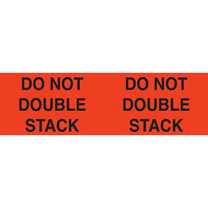 3" H x 10" W Fluorescent Red "Do Not Double Stack" Do Not Stack Labels (250/Roll) - 43513