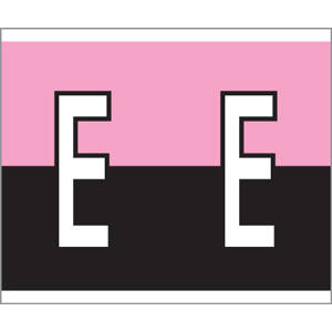 1-1/2" H x 1-1/4" W  Pink/Black Kardex PSF-147 Compatible 1-1/4" Alpha Labels 'E' (500/Roll) - 147-E