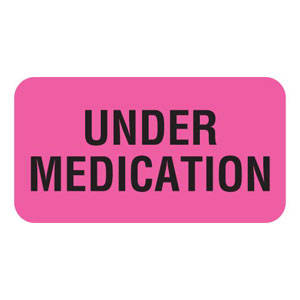 1-5/8"W x 7/8"H Fluorescent Pink "Under Medication" (560/Roll) - V-AN209