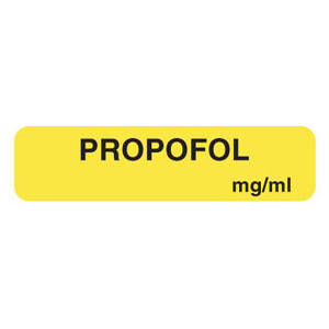 1-1/4"W x 5/16"H Fluorescent Yellow "Propofol Mg/Ml" (760/Roll) - V-AM006