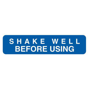 1-5/8"W x 7/8"H Blue "Shake Well Before Using" (500/Roll) - V-FP110
