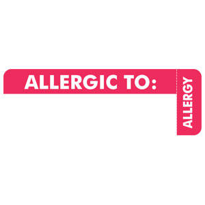 3"W x 1"H Red Allergy Labels "Allergic To: /Allergy(Wrap Around)" (250/Roll) - MAP6430