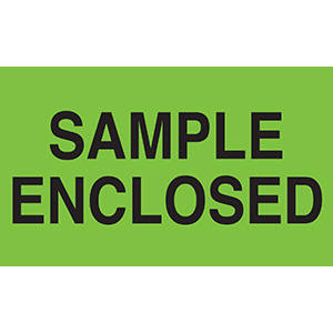 3" H x 5" W Fluorescent Green "Sample Enclosed" Enclosed Labels (500/Roll) - 43523