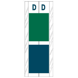 4" H x 1-1/2" W Green/Blue Acme Visible Compatible 4" 2-Color Alpha Tabs 'D' (102/Pack) - 12704