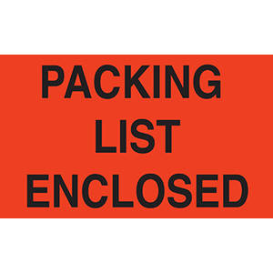 3" H x 5" W Fluorescent Red "Packing List Enclosed" Enclosed Labels (500/Roll) - 43521