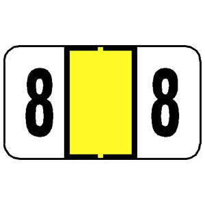 15/16" H x 1-5/8" W Yellow Jeter 7300 Compatible  1" Numeric Label '#8' (500 Labels/Roll) - 91508
