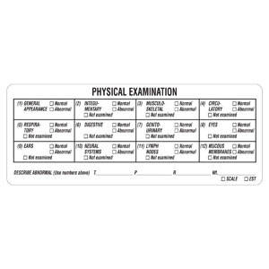 4-3/4"W x 1-7/8"H White "Physical Examination, Ect." (240/Roll) - V-AN319