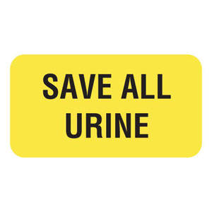 1-5/8"W x 7/8"H Fluorescent Yellow "Save All Urine" (560/Roll) - V-AN204