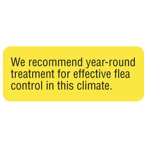 2-1/4"W X 7/8"H Fluorescent Yellow  "We Recommend Year-Round Treatment For Effective Flea Control In This Climate." (420/Roll) - V-AN659