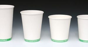 12 oz. Compostable Hot Beverage Paper Cup - Green Stripe (2 Boxes - 50 Cups per Box)