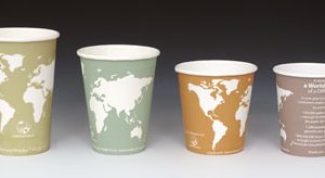 12 oz. Compostable Hot Beverage Paper Cup - World Art (2 Boxes - 50 Cups per Box)