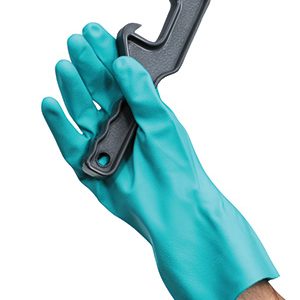 13" Showa® 730 Lined Green Nitrile Chemical Resistant Gloves - Large (15 Mil) (12 per bag)
