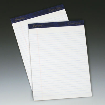 8-1/2" x 14" Ampad® Ruled Paper Pads - White (50 Sheets per Pad) (12 per package)
