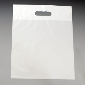 20" x 20" Poly Tote Bag with Die-Cut Handle + 5" Bottom Gusset - White (2 mil) (250 per carton)