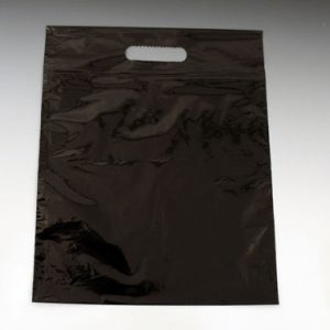 15" x 18" Poly Tote Bag with Die-Cut Handle - Black (4 mil) (250 per carton)