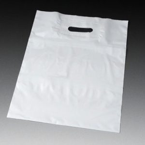 20" x 20" Poly Tote Bag with Patch Handle and 5" Bottom Gusset - White (2 mil) (500 per carton)