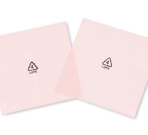 9" x 12" Anti-Static Flat Poly Bag Printed with Recycle Symbol - Pink Tinted (4 mil) (1000 per carton)