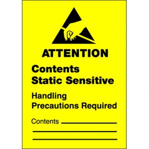 1 3/4 x 2 1/2" - "Contents Static Sensitive" Labels - 500/Roll