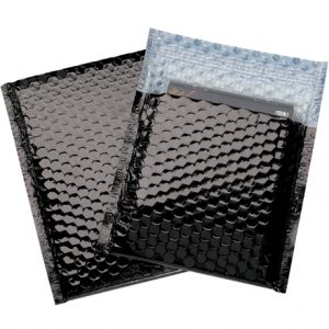 7 x 6 3/4" Black Glamour Bubble Mailers - 72/Case