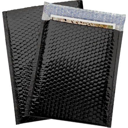 9 x 11 1/2" Black Glamour Bubble Mailers - 100/Case