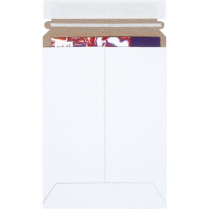 6 x 8" White Self-Seal Stayflats Plus Mailers - 100/Case