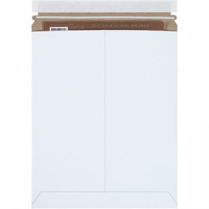 11 x 13 1/2" White Self-Seal Stayflats Plus Mailers - 100/Case