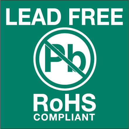 2 x 2" - Green "Lead Free RoHs Compliant" Labels - 500/Roll
